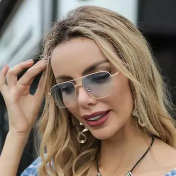 17038 Модные брендовые квадратные солнцезащитные очки 4 декоративные стекла, уличные солнцезащитные очки