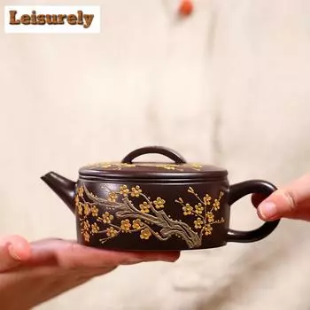 170 мл старинные исинские фиолетовые глиняные чайники ручной работы горшок из цветков сливы чайник из сырой руды фиолетовый глиняный чайник чайный набор Zisha посуда аксессуары