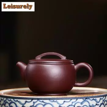 170ml Ancient Yixing Purple Clay Teapots Handmade Large Caliber Pot Raw Ore Purple Mud Kettle Zisha Tea Set Drinkware Supplies