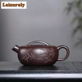 170ml Yixing Purple Clay Teapots Handmade Gun Nozzle Large Caliber Pot Raw Ore Purple Mud Kettle With Filter Zisha Tea Set Craft