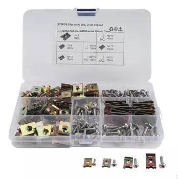 170x универсальных зажимов типа U, набор гаек и винтов, аксессуары для ремонта, крепежные элементы в ассортименте для