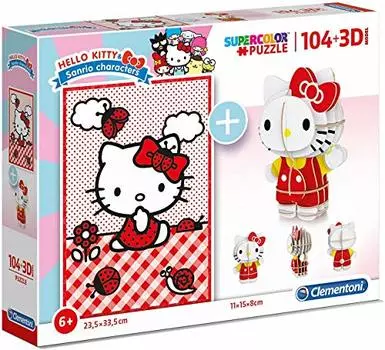 1716 Hello Kitty Jigsaw Puzzle 104 Pieces 3D Puzzle Set Puzzle Hello Kitty Puzzle + [Item]