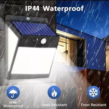 172 светодиодных уличных солнечных светильника с датчиком движения, 3 режима, водонепроницаемые настенные светильники для наружного освещения сада, гаража 1pcs