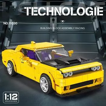 1740 шт. HELLCAT Muscle Car Строительные блоки 1:12 масштабов городской гоночный автомобиль модель автомобиля кирпичи детские игрушки «сделай сам» подарки на день рождения No Box