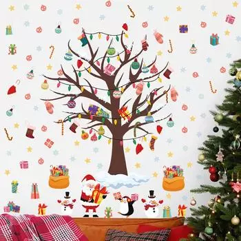 174 шт./2 листа снежинок для рождественской елки, настенное украшение, самоклеящиеся наклейки, магниты на холодильник, украшение комнаты