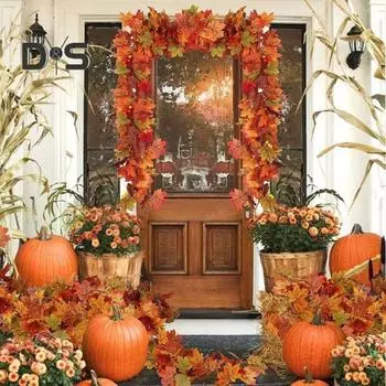 175/200 см искусственная гирлянда из кленовых листьев для дома, сада, помещения, улицы, подвесные искусственные красные листья, растения, виноградная лоза, украшение на Хэллоуин, осенний фестиваль урожая A