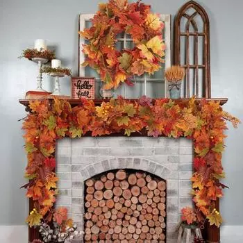 175/200 см искусственная гирлянда из кленовых листьев для дома и сада в помещении и на открытом воздухе подвесная искусственная красная B