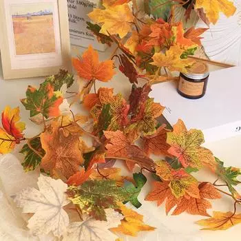 175/200 см искусственная гирлянда из кленовых листьев для дома, сада, помещения, улицы, подвесные искусственные красные листья, растения, виноградная лоза, украшение на Хэллоуин, осенний фестиваль урожая