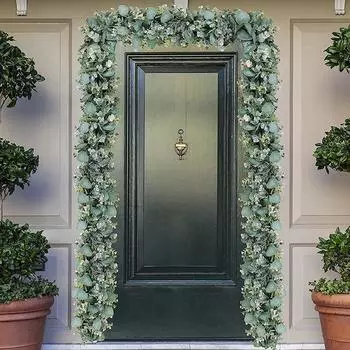 175 см искусственные листья эвкалипта имитация гирлянды озеленение подвесные искусственные растения 17 см пышные листья лозы домашний свадебный декор