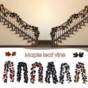 175 см искусственные растения для помещений искусственные кленовые листья шелковые цветы белые праздничные подвесные гирлянды кленовая лоза украшения для свадьбы свадебный декор One Size