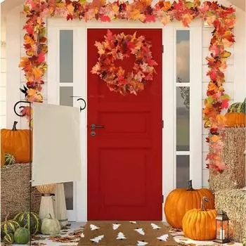 175cm Fall Garland Maple Leaf Hanging Vine Garland Artificial Autumn Foliage Garland Thanksgiving for Home Wedding Fireplace Party Decor