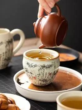 175ML Black Bamboo Ru Kiln Master Cup Household Tea Cup Handmade Tea Bowl Smelling Cup Teaset Supplies Teaware A Cup Of Tea 200ml