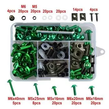 177 шт. винт для лобового стекла мотоцикла, комплект болтов для обтекателя кузова автомобиля, декоративный винт, болт зелёный