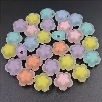 17*11mm 5Pcs Loose Flower Transparent Frosted Flower Beads For DIY Mobile phone chains Jewelry Making Sandwich Beads 2 разноцветный