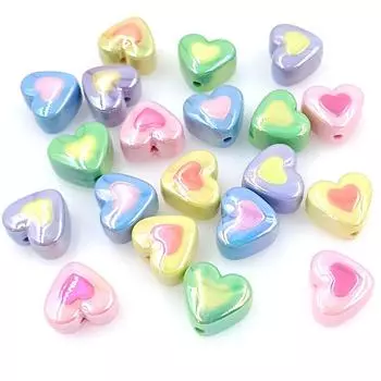 17*16 мм 10 шт., серьги-браслеты «сделай сам», 3D, двухцветные, модные, светлые, цветные, серии, с УФ-покрытием, бусины в виде сердца любви, ювелирные аксессуары ручной работы, материал 10Pcs about 17*16mm фиолетовый