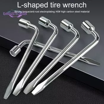 17/19/22/24 мм Шинный ключ с высоким крутящим моментом, нескользящий инструмент для снятия автомобильных шин, высокоуглеродистая сталь, 2-концевой торцевой ключ L-типа, шестигранный ключ, гаечный ключ, инструмент 17mm
