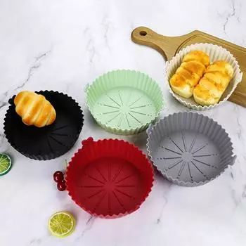 17/20 см противень для выпечки в аэрофритюрнице, многоразовый силиконовый противень с антипригарным покрытием, круглая форма для выпечки, коврики для микроволновки, вкладыш для аэрофритюрницы, форма для торта