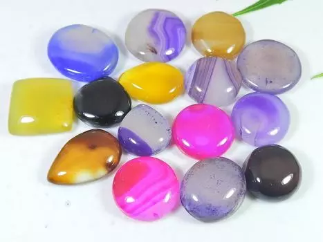17-23MM Multi Color Onyx Mix Shape Cabochon Loose Gemstone 15Pcs Lot 284Cts. RQ-2541