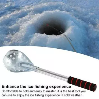 17,3-дюймовый скиммер для подледной рыбалки, нержавеющая сталь, совок для ловли рыбы на льду, для легкого удаления снега и льда чёрный