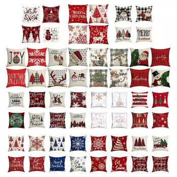17,7*17,7 дюймов 4 шт. Рождественский комплект подушек Льняная наволочка 45 45 см (Без учета сердцевины подушки) One Size