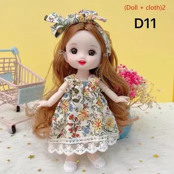 17 Cm Mini Girl Baby Doll With 13 Movable Joint 3D Big Eyes For Girls Diy Dress Up