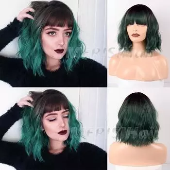 17 цветов короткие парики с волнистыми волнами для женщин термостойкое волокно ежедневные полные накладные волосы R-2610