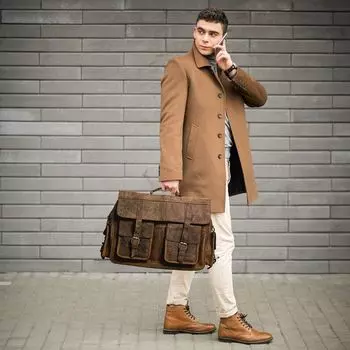 17-дюймовая большая ретро-натуральная кожаная сумка-мессенджер для ноутбука, офисный портфель, сумка для колледжа, портфель, рабочая сумка, кожаная сумка ручной работы 17 x 12 x 4 in коричневый