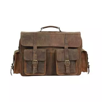 17-дюймовая большая ретро-натуральная кожаная сумка-мессенджер для ноутбука, офисный портфель, сумка для колледжа, портфель, рабочая сумка, кожаная сумка ручной работы 17 x 12 x 4 in коричневый