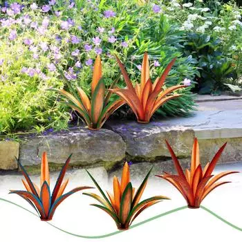 17-дюймовая металлическая художественная текила в деревенском стиле, скульптура для сада и двора, домашний декор, 12 листьев