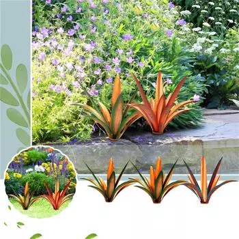 17-дюймовая металлическая художественная текила в деревенском стиле, скульптура для сада и двора, домашний декор, 9 листьев One Size синий