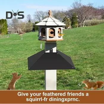 17-дюймовый большой экран от белок для кормушки для птиц, наружный столб, крепление на столб, квадратный защитный металлический экран от белок чёрный