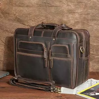 17 в кожаной сумке-мессенджере и курьерской сумке, ваш ноутбук теперь более прочный и гибкий. 17 x 13 x 6 in темно-коричневого