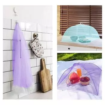 17 Inch Foldable Food Covers Mesh Anti Fly Mosquito Meal Food Cover Umbrella Picnic Protect Dish Cover Meal Covers Kitchen Tools