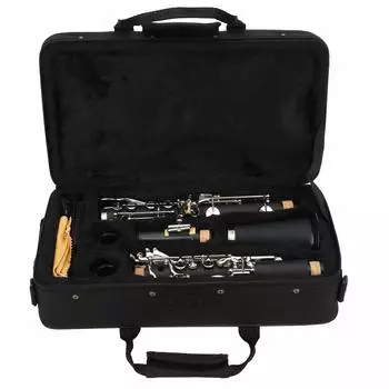 17-Key B-Flat Clarinet Set for Students and Professionals, Includes BB Cleaning, Cross Reeds, and Driver Box (Black)