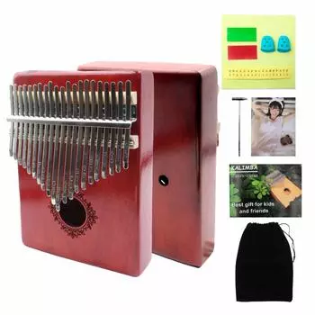 17 клавиш Kalimba Thumb Piano Instrument Finger Mbira Mahogany Wood и 21 клавиша