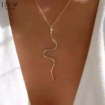 17 км 1 шт панк длинное ожерелье с подвеской в виде змеи серебряного цвета Unquie для мужчин и женщин на шею ювелирные изделия заявление Pouplar колье опт золотой