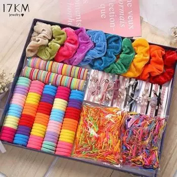 17 км цвета, резинка для волос для маленьких девочек, веревка, головные уборы, резинки для волос, эластичная повязка для волос, детские и женские аксессуары для волос