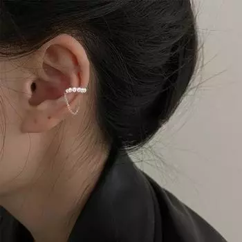 17 км корейские непирсинговые жемчужные манжеты для ушей, серебряная цепочка, зажимы для ушей для женщин и девочек, серьги-клипсы для хряща, подарочные ювелирные изделия