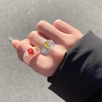 17 км летние прозрачные квадратные круглые кольца с кристаллами, ювелирные изделия для вечеринки, богемное креативное кольцо нестандартной формы из акриловой смолы для женщин