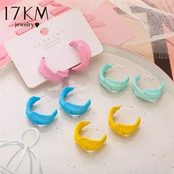 17 км модные красочные милые серьги-кольца C-образной формы для женщин, богемные серьги-кольца ярких цветов, серьги-кольца для свадебной вечеринки, подарок для девочек, ювелирные изделия