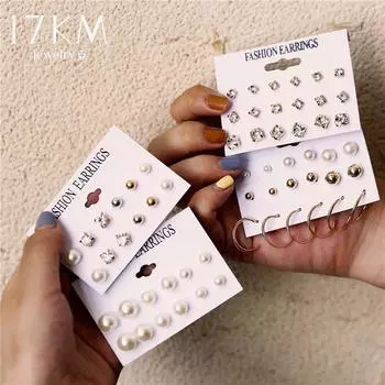 17 км модные серьги с жемчугом и кристаллами, набор для женщин, богемные серьги, индивидуальные украшения для вечеринок