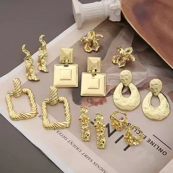 17 км модные золотые металлические геометрические нерегулярные висячие серьги для женщин, высокое качество, элегантные серьги для свадебной вечеринки, ювелирные изделия