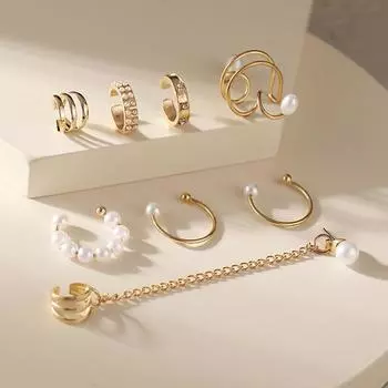 17 км модные золотые зажимы для ушей манжеты для женщин и мужчин непирсинг поддельные серьги-хрящи серьги-клипсы оптовая продажа ювелирных изделий Style 1