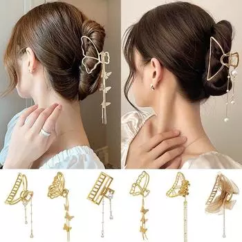 17 км новые женские золотые геометрические бабочки для волос коготь винтажный длинный кулон заколки для волос повязка на голову шпилька для волос краб аксессуары для волос