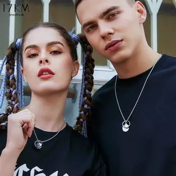 17 км простое кольцо, ожерелье для женщин, модная круглая пластина, кулон, серебряные ожерелья для мужчин, аксессуары-цепочки, ювелирные изделия