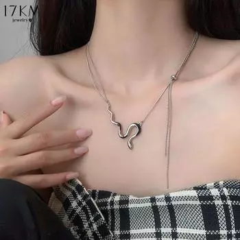 17 км простой стиль сверкающие ожерелья с подвеской в виде змеи для женщин модная цепочка на ключицу дамы подарок на день рождения ювелирные изделия