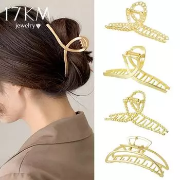 17 км шикарные золотые когти для волос для женщин и девочек, заколки для волос, элегантные металлические заколки для волос, заколки для волос, аксессуары для волос в форме краба, головные уборы