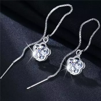 17 км свадебный цветок кулон Шарм висячие серьги модные длинные серьги женские ювелирные изделия подарок на вечеринку