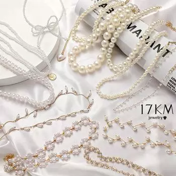 17 км винтажное жемчужное колье-колье для женщин, элегантное белое ожерелье с искусственным жемчугом и цветком, тренд 2022, ювелирные изделия для свадебной вечеринки 50668-China