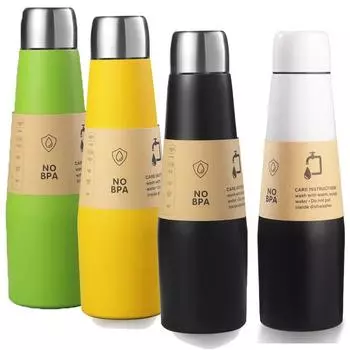 17 Oz Stainless Steel Vacuum Insulated Water Bottle Cola Shape Thermos Cup Bottle 6-12 Hours Cold Hot Travel Sport Flask 532ml чёрный